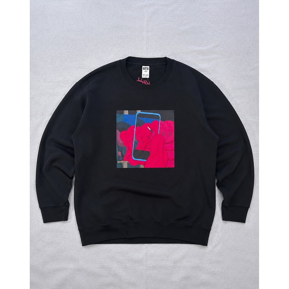 UNIQLO KAWS x Andy Warhol Men s Size US XL Black Cotton Crew Neck Sweatshirt